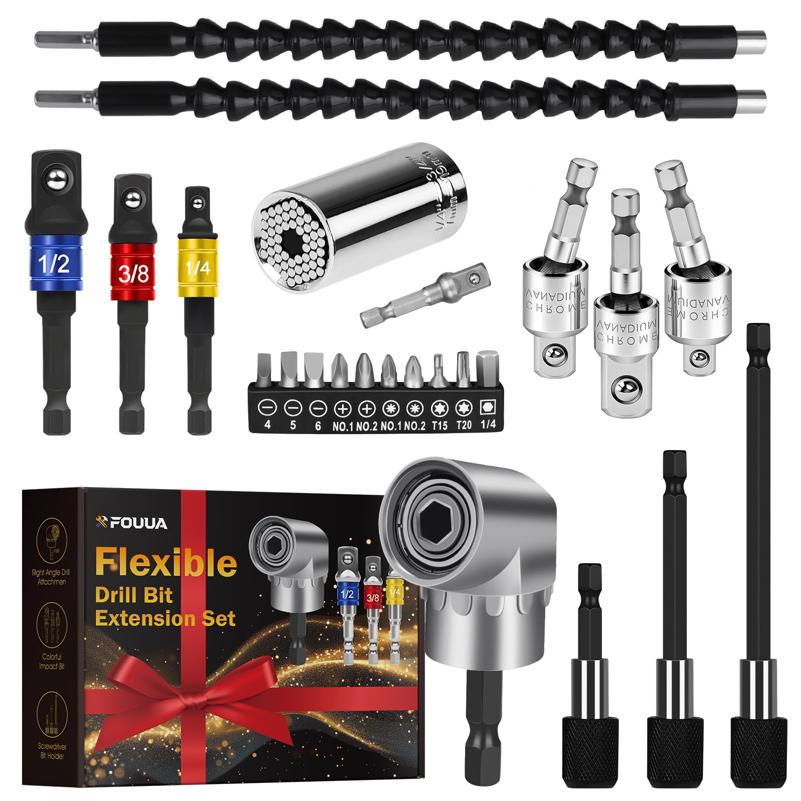 C.O.M.B.O. Extension クリア 24mm2個 GALLIA Flexible Drill Bit Extension and Universal Socket Wrench
